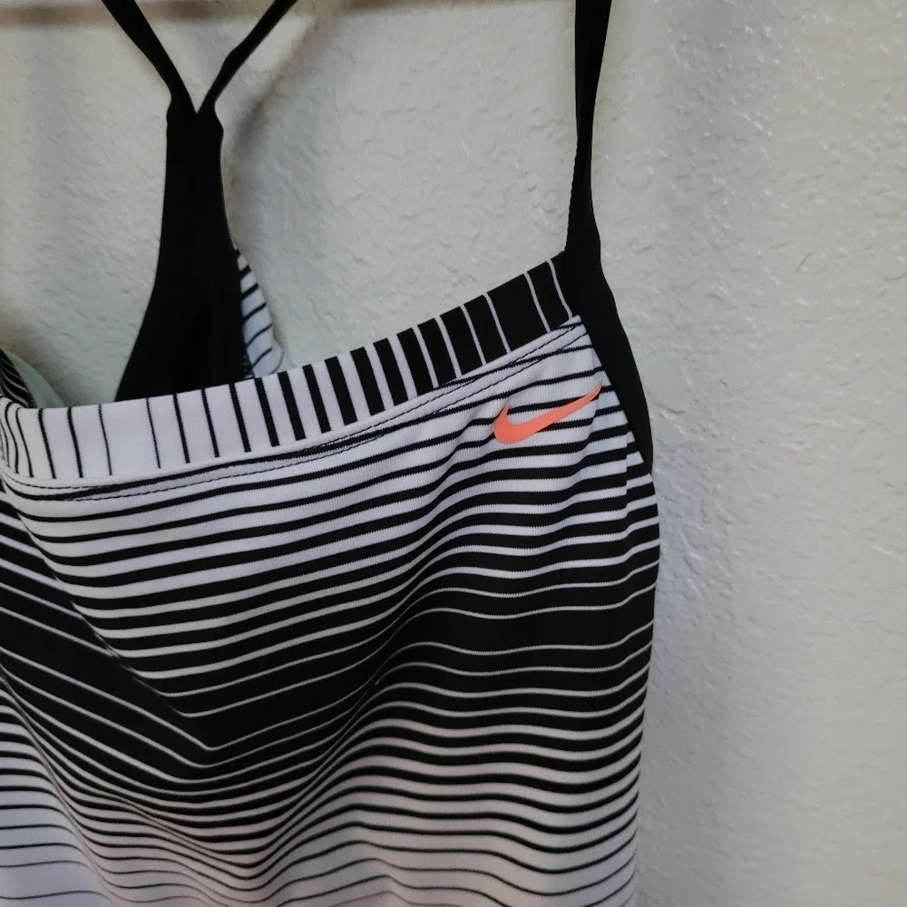 Nike Black and White Striped Tank Top